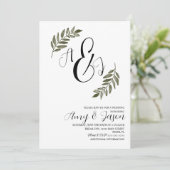Invitation Branche de feuilles à l'aquarelle verdure mariage (Debout devant)