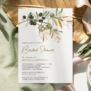 Invitation Branche de feuilles d'olivier rustique pour la dou
