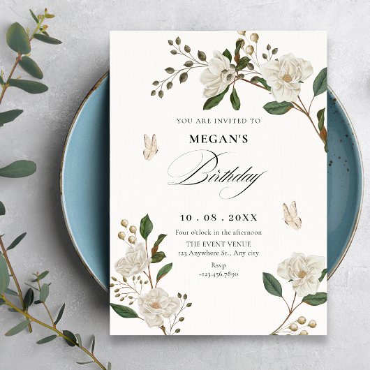 Invitation Branche de fleurs d'anniversaire