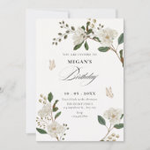 Invitation Branche de fleurs d'anniversaire (Devant)