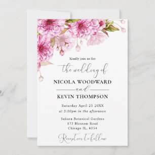 Invitation Branche de fleurs de cerisier de printemps à l'aqu