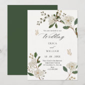 Invitation Branche de fleurs de mariage (Devant / Derrière)