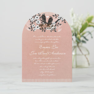 Invitation Branche de fleurs roses Vintages Inséparables Mari