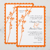 Invitation Branche de fleurs sauvages orange vif pour mariage (Devant / Derrière)