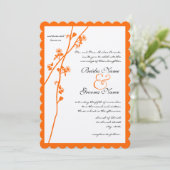 Invitation Branche de fleurs sauvages orange vif pour mariage (Debout devant)