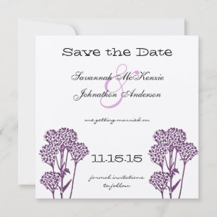 Invitation Branche de fleurs sauvages violettes pour mariage