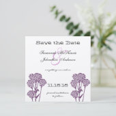 Invitation Branche de fleurs sauvages violettes pour mariage, (Debout devant)