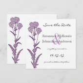 Invitation Branche de fleurs sauvages violettes pour mariage  (Devant / Derrière)