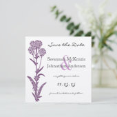 Invitation Branche de fleurs sauvages violettes pour mariage  (Debout devant)