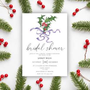 Invitation branche de houx de Noël Baby shower