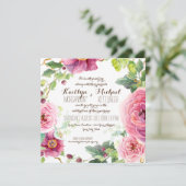 Invitation Branche de la feuille de courge florale Baies Rose (Debout devant)