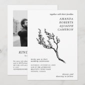 Invitation Branche de l'arbre dessiné - Photo moderne Mariage (Devant / Derrière)