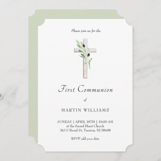 Invitation Branche de l'Olivier Croix catholique Première com (Devant / Derrière)