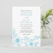 Invitation Branche de Magnolia florale | bleu pâle | MARIAGE (Debout devant)