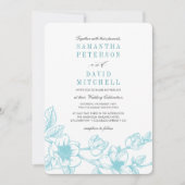 Invitation Branche de Magnolia florale | bleu pâle | MARIAGE (Devant)