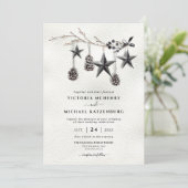 Invitation Branche de mariage d'hiver Black Christmas (Debout devant)