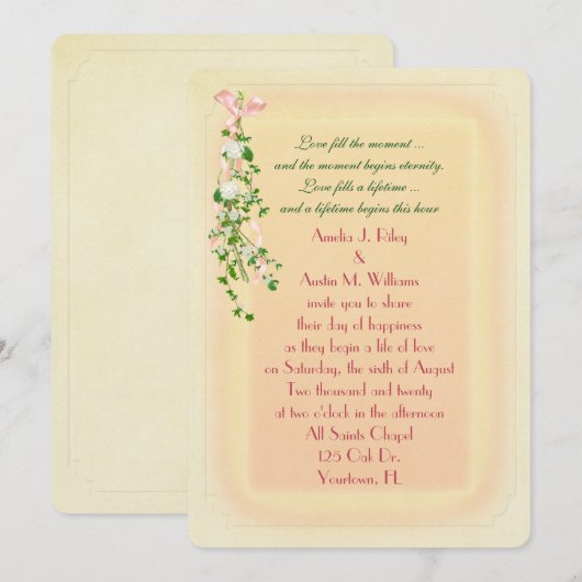 Invitation Branche de mariage florale (Devant / Derrière)