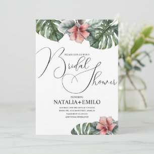 Invitation Branche de Monstera à l'aquarelle Baby Shower de m