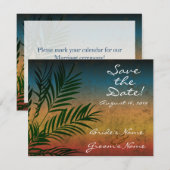 Invitation Branche de palmier au coucher du soleil Enregistre (Devant / Derrière)