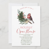 Invitation Branche de pin aquarelle Cardinal Maison Ouverte (Devant)