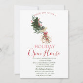 Invitation Branche de pin aquarelle, Mistletoe Open House  (Devant)