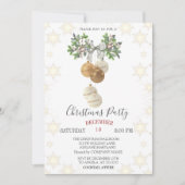 Invitation Branche de pin Bow Boules de Noël (Devant)
