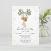 Invitation Branche de pin Bow Boules de Noël (Debout devant)