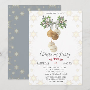 Invitation Branche de pin Bow Boules de Noël