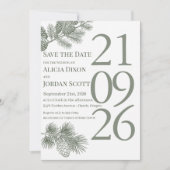 Invitation Branche de pin rustique Save the Date végétation (Devant)
