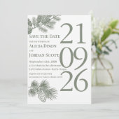 Invitation Branche de pin rustique Save the Date végétation (Debout devant)