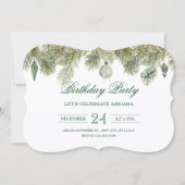 Invitation Branche de pin vert anniversaire (Devant)