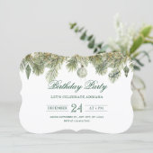 Invitation Branche de pin vert anniversaire (Debout devant)