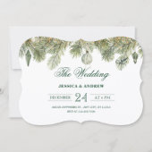 Invitation Branche de pin vert mariage (Devant)