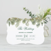 Invitation Branche de pin vert mariage (Debout devant)