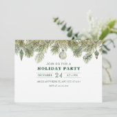 Invitation Branche de pin verte avec décorations de Noël (Debout devant)