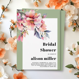 Invitation Branche de rhododendron avec fleurs pour une baby