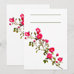 Invitation Branche de rose rose vibrant avec fleurs et bouton