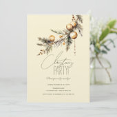 Invitation Branche de sapin de Noël avec fête des boules d'or (Debout devant)