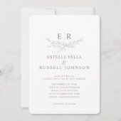 Invitation Branche de verdure élégante Monogramme Mariage (Devant)