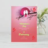 Invitation Branche des Coeurs rose et rouge Saint-Valentin (Debout devant)