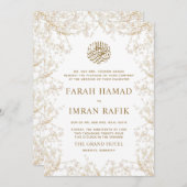 Invitation Branche des Feuilles d'or Mariage musulman islamiq (Devant / Derrière)