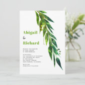 Invitation Branche d'eucalyptus vert avec mariage feuille (Debout devant)