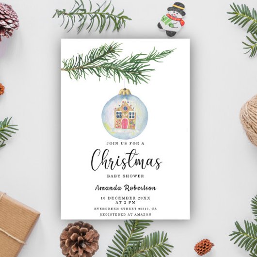 Invitation Branche d'hiver avec baby shower jouet