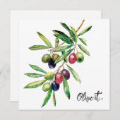 Invitation Branche d'olive aquarelle (Devant / Derrière)