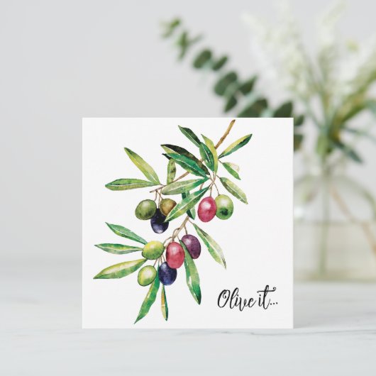 Invitation Branche d'olive aquarelle (Debout devant)