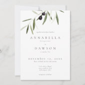 Invitation Branche d'olive aquarelle mariage élégant minimali (Devant)