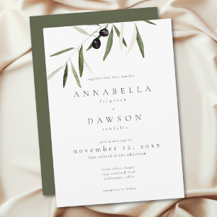 Invitation Branche d'olive aquarelle mariage élégant minimali
