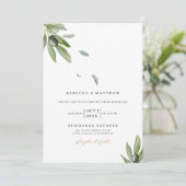Invitation Branche d'olive botanique Élégant Mariage Monogram (Debout devant)