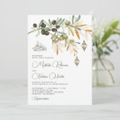 Invitation Branche d'olive dorée Lanterne arabe Mariage islam (Debout devant)