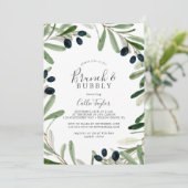 Invitation Branche d'olive moderne Brunch & Fête des mariées  (Debout devant)